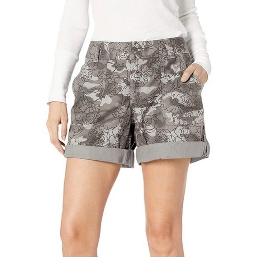 Carhartt Gray Camo Floral El Paso Cotton Cuffed Utility army Shorts womens 6 new